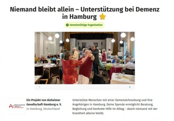 Alzheimer Hamburg | Spendenaktion für die Alzheimer Gesellschaft Hamburg e. V. auf …